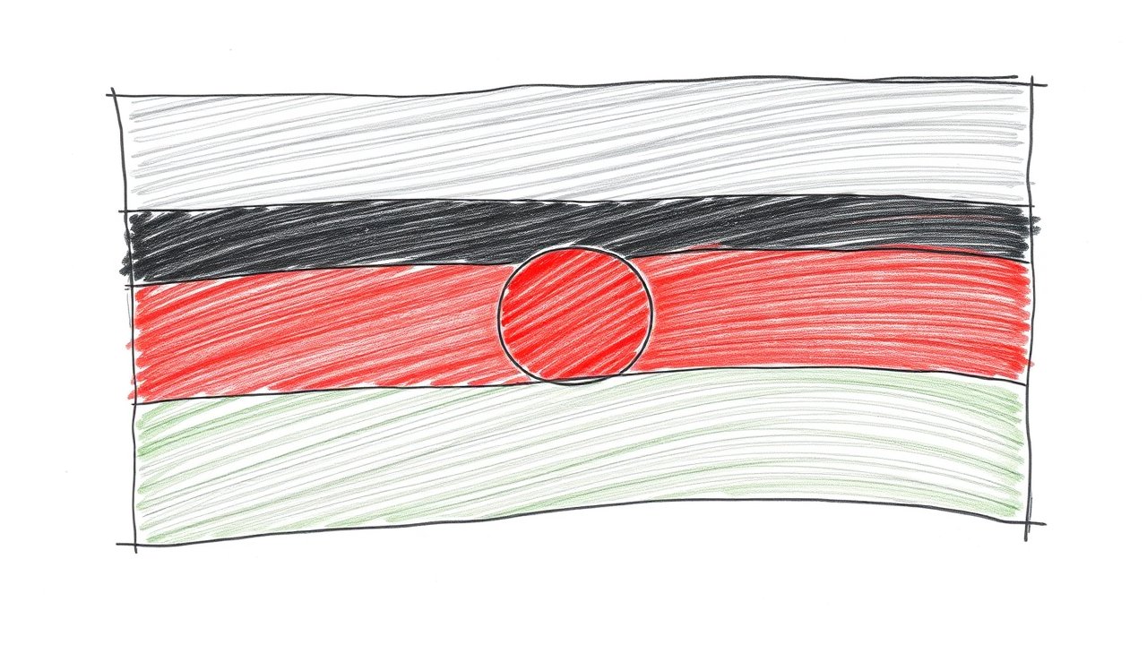 Flag of Malawi 🇲🇼 in pencil sketch style