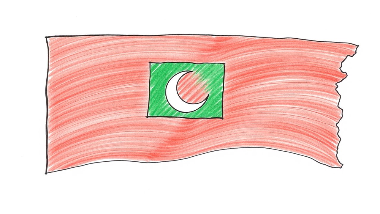 Flag of Maldives 🇲🇻 in pencil sketch style