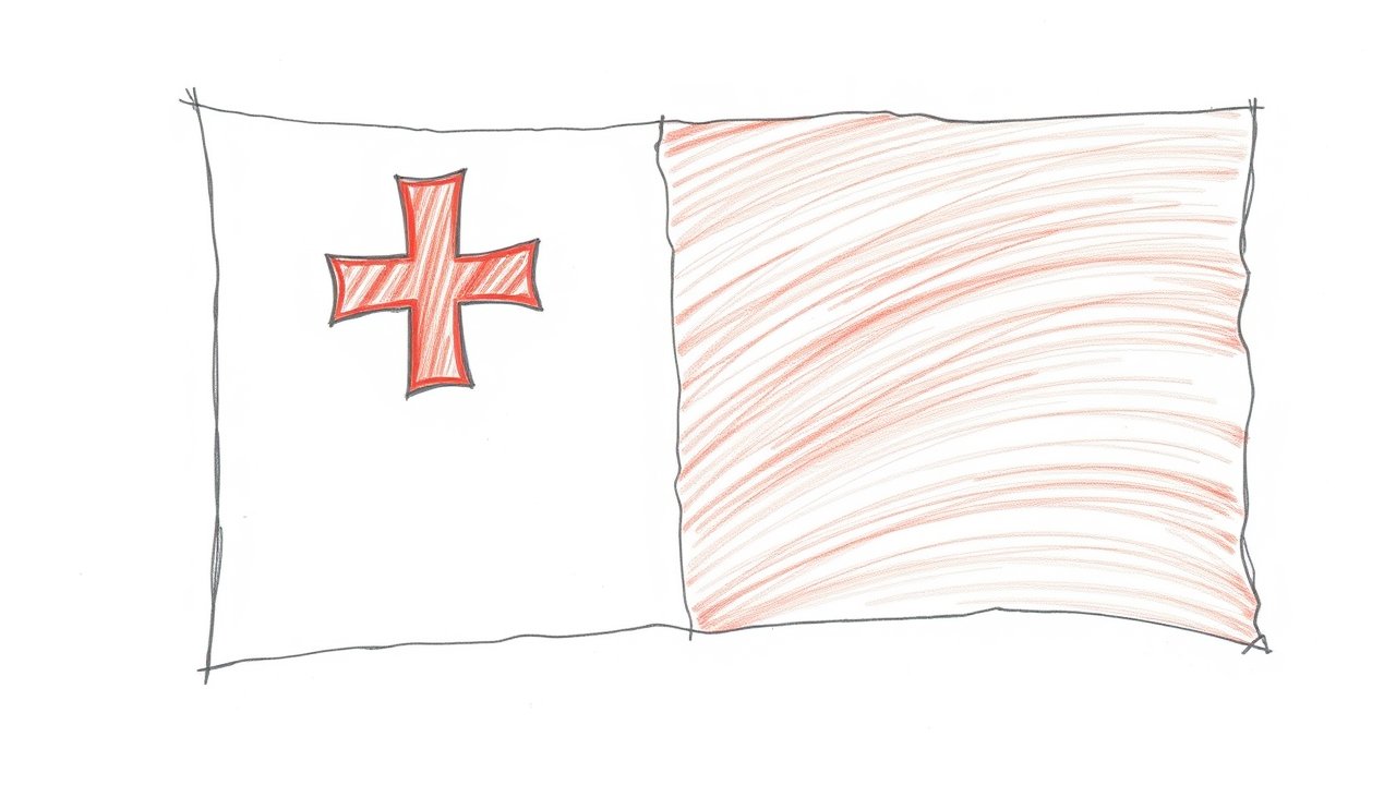 Flag of Malta 🇲🇹 in pencil sketch style