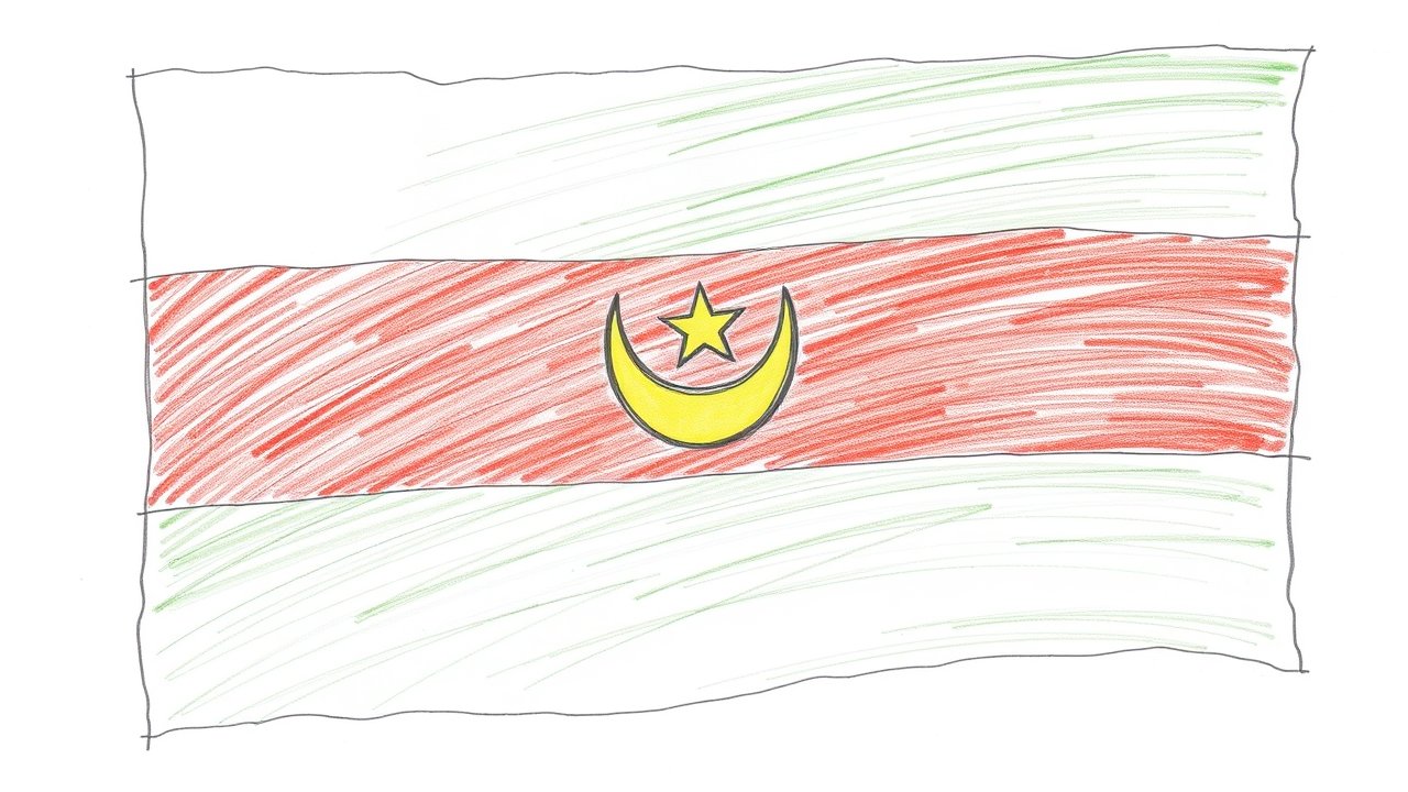 Flag of Mauritania 🇲🇷 in pencil sketch style
