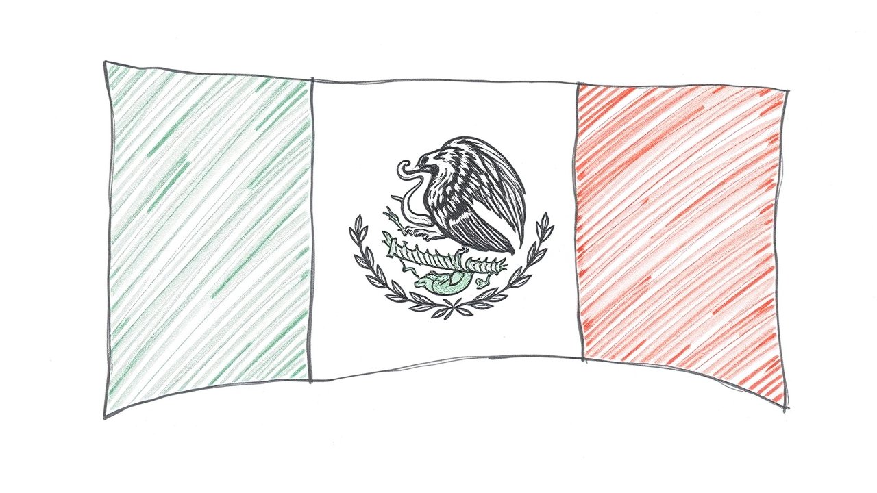 Flag of Mexico 🇲🇽 in pencil sketch style