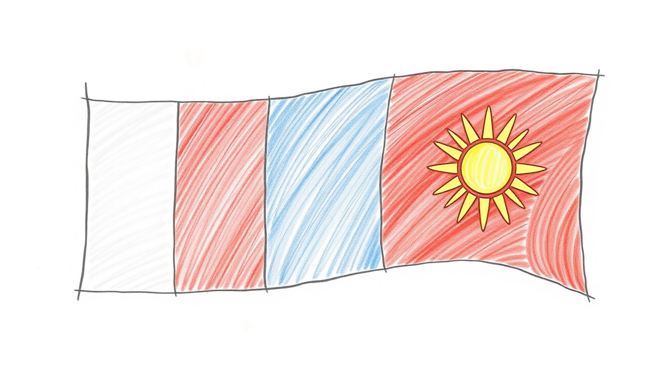 Flag of Mongolia 🇲🇳 in pencil sketch style
