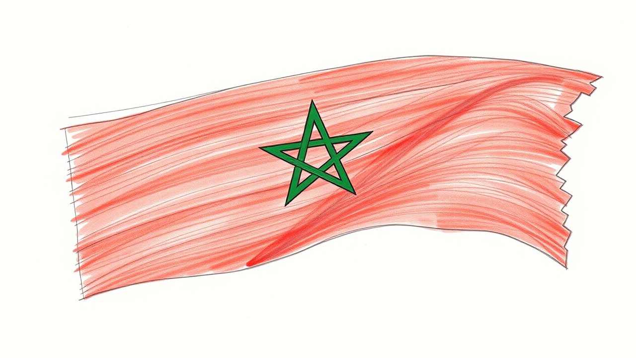 Flag of Morocco 🇲🇦 in pencil sketch style