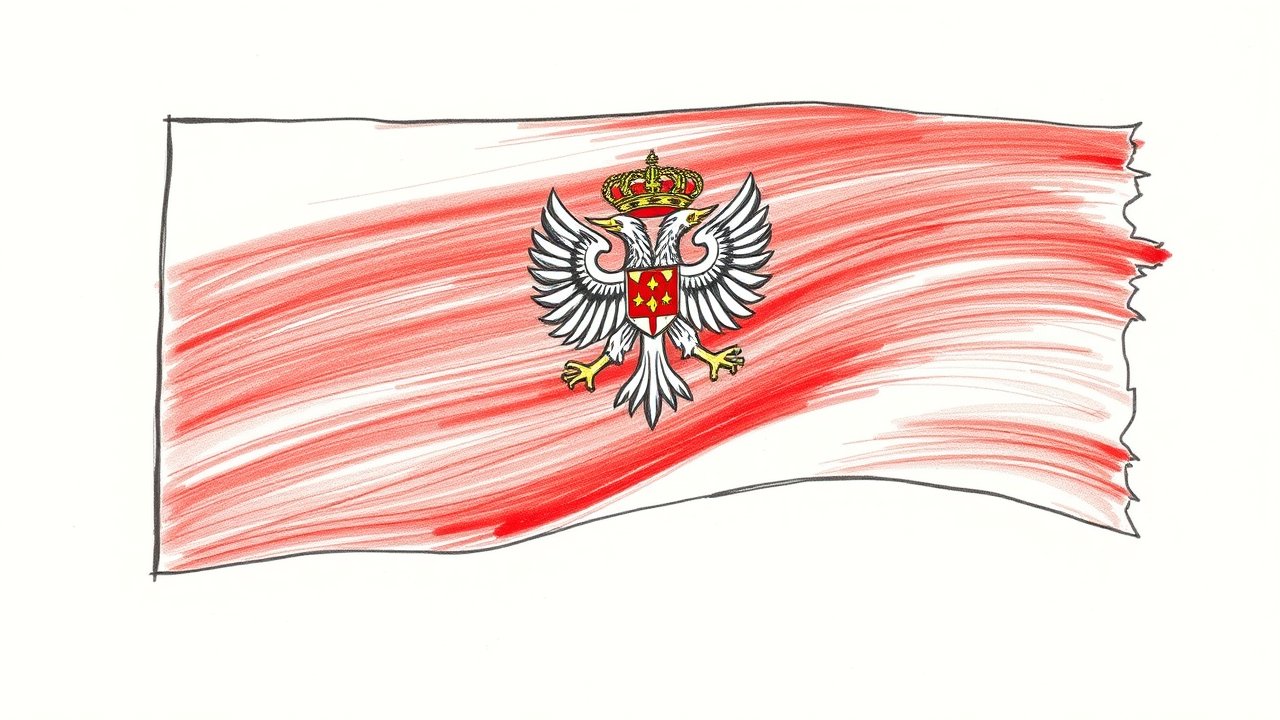 Flag of Montenegro 🇲🇪 in pencil sketch style