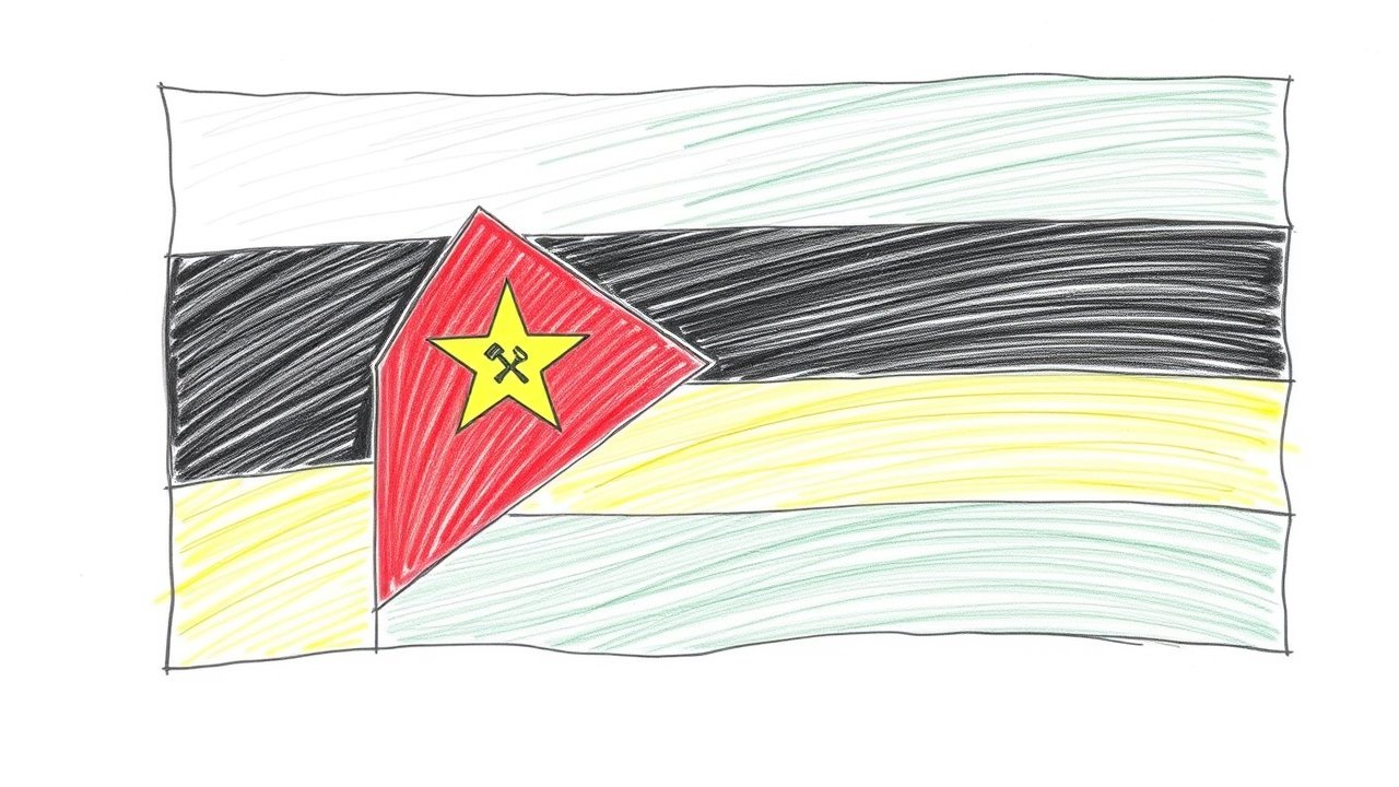 Flag of Mozambique 🇲🇿 in pencil sketch style