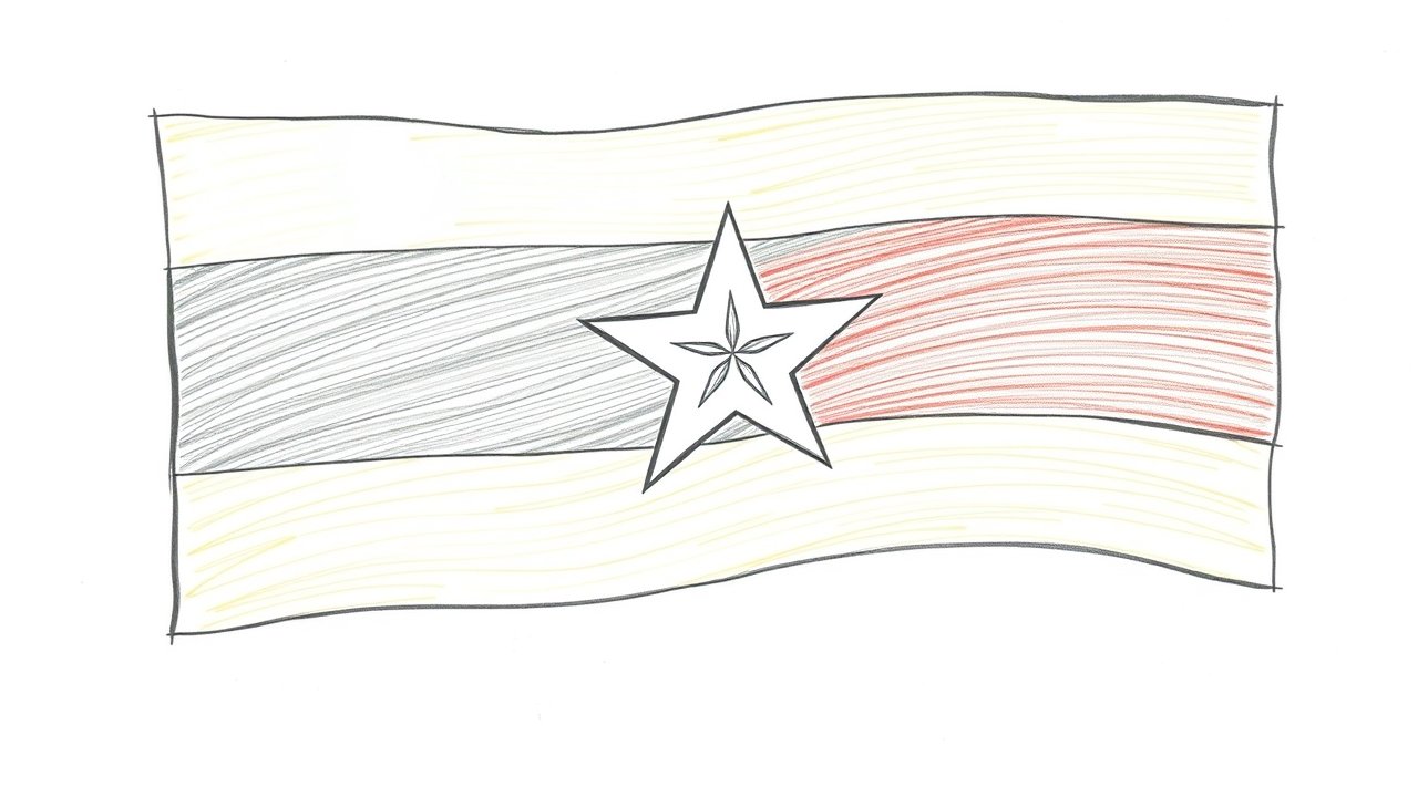 Flag of Myanmar (Burma) 🇲🇲 in pencil sketch style