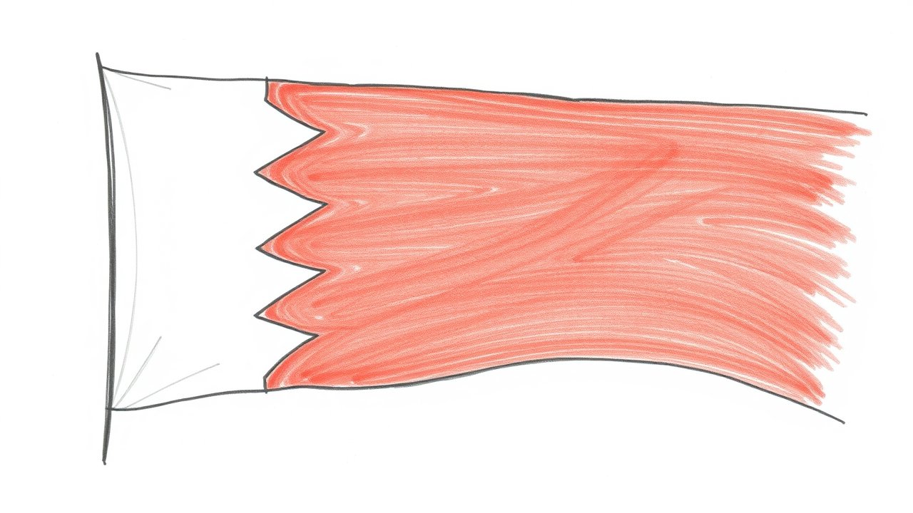 Flag of Bahrain 🇧🇭 in pencil sketch style