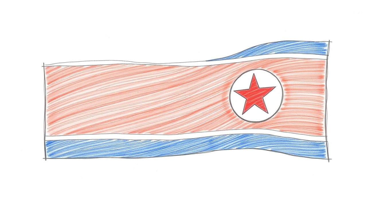 Flag of North Korea 🇰🇵 in pencil sketch style