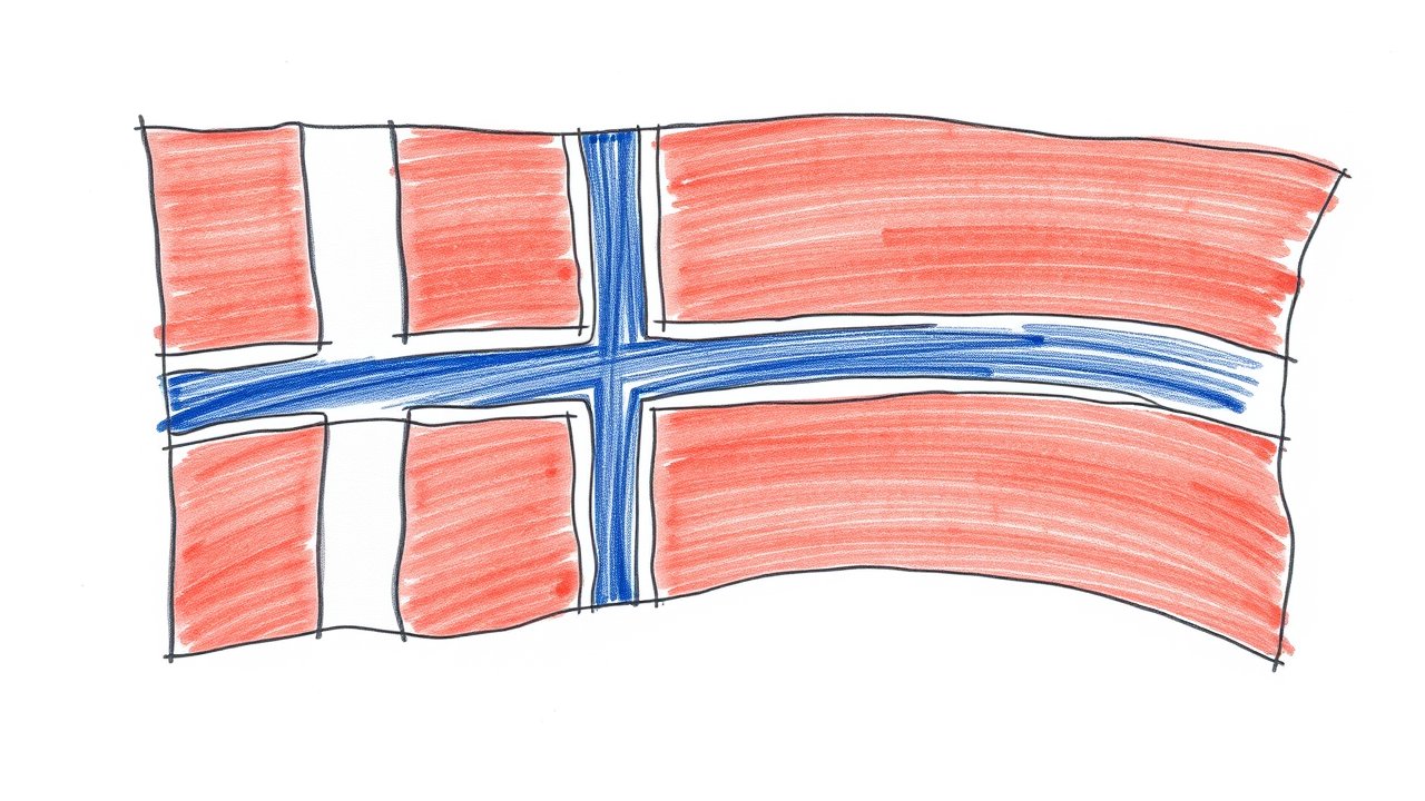 Flag of Norway 🇳🇴 in pencil sketch style