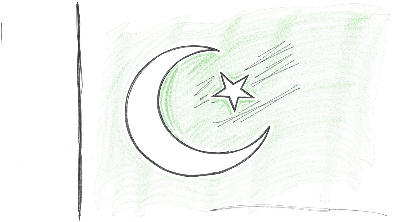 Flag of Pakistan 🇵🇰 in pencil sketch style