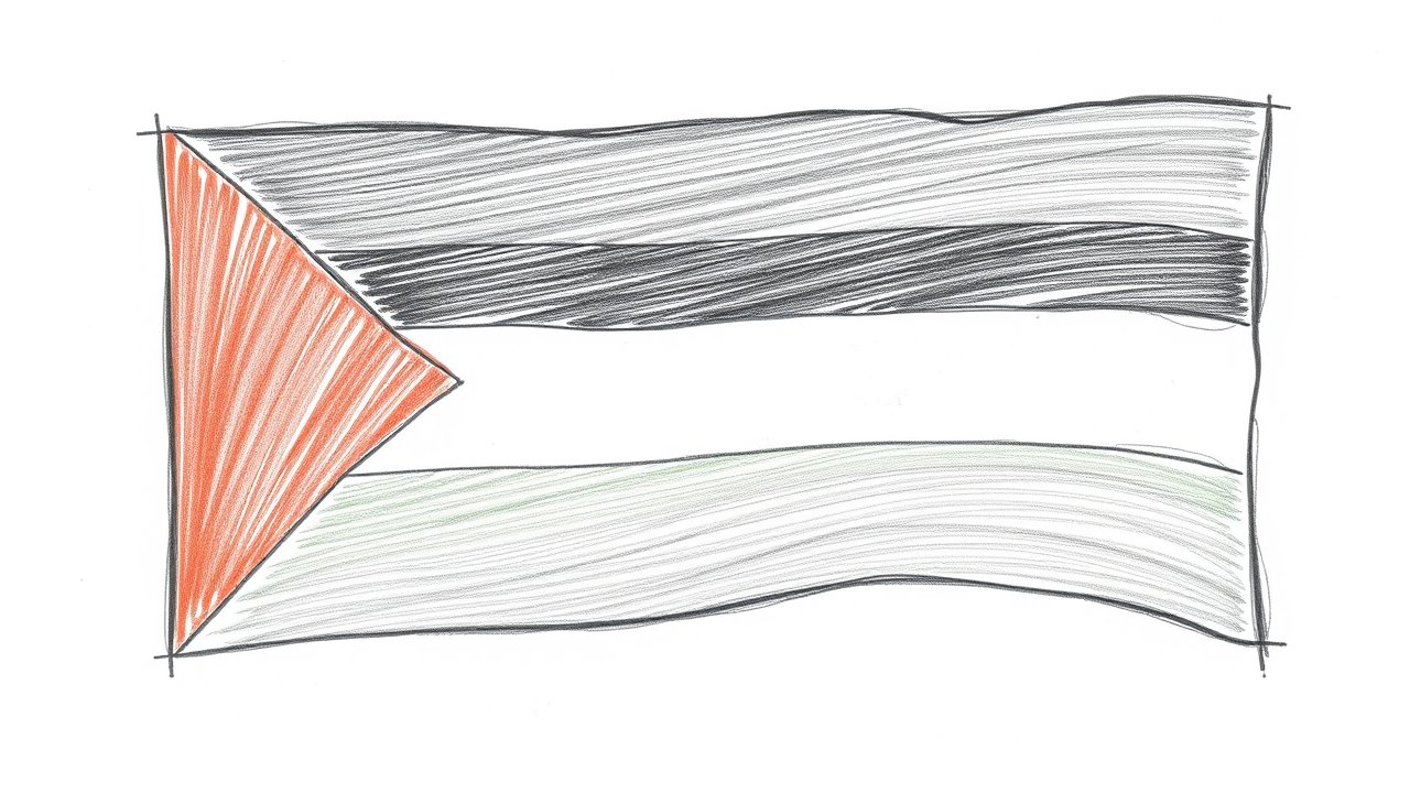Flag of Palestine State 🇵🇸 in pencil sketch style