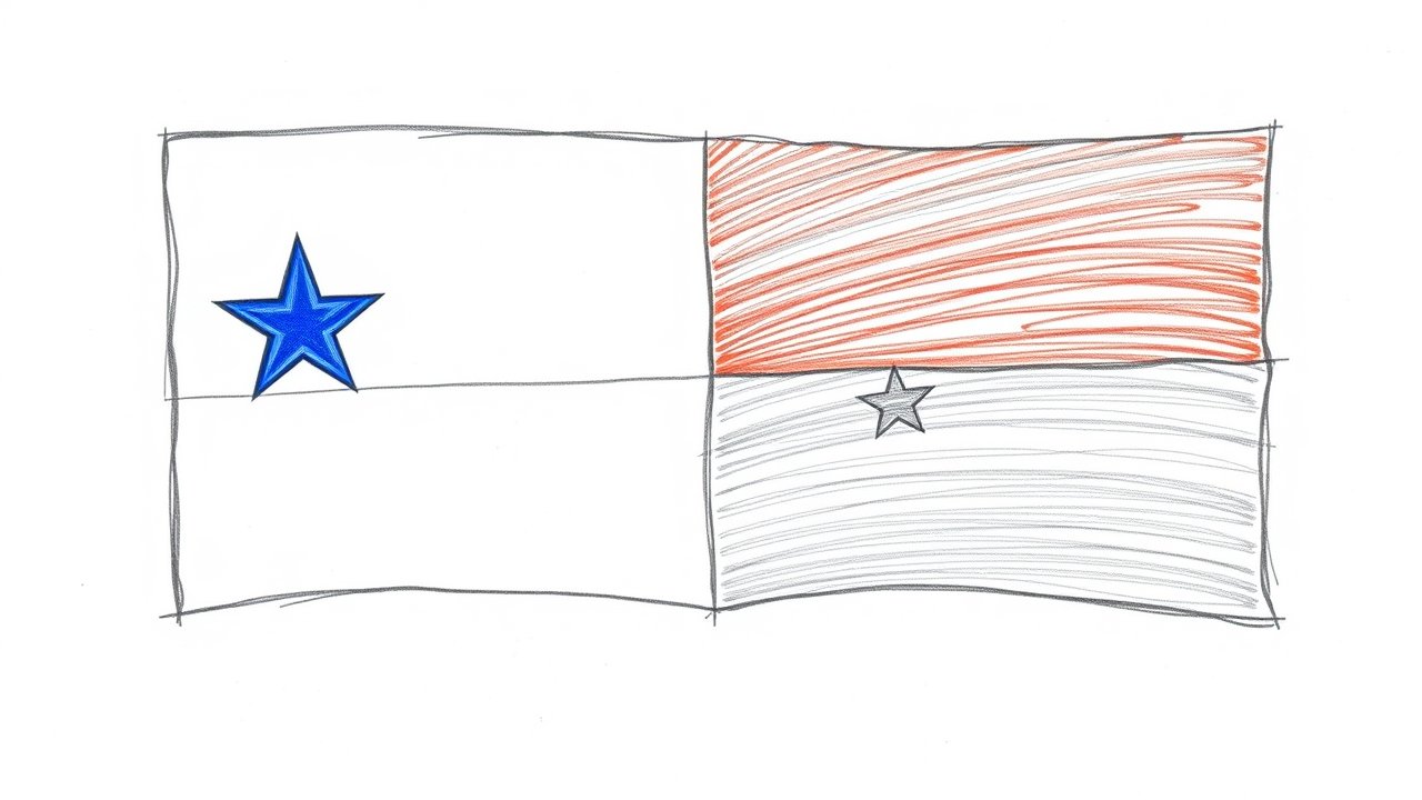 Flag of Panama 🇵🇦 in pencil sketch style