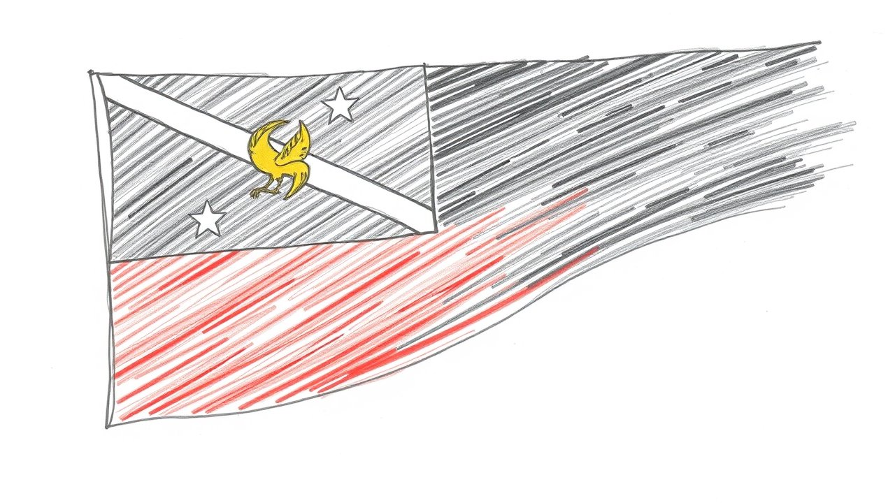 Flag of Papua New Guinea 🇵🇬 in pencil sketch style