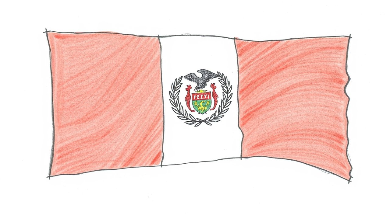 Flag of Peru 🇵🇪 in pencil sketch style