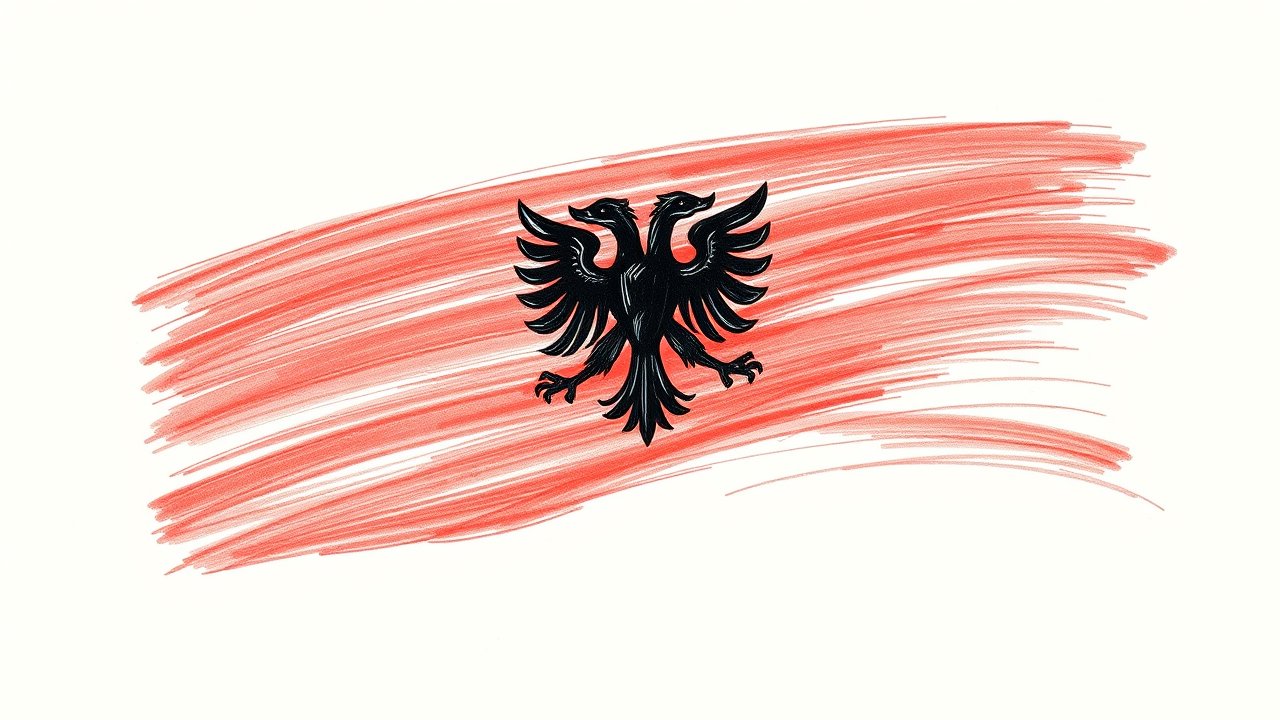 Flag of Albania 🇦🇱 in pencil sketch style