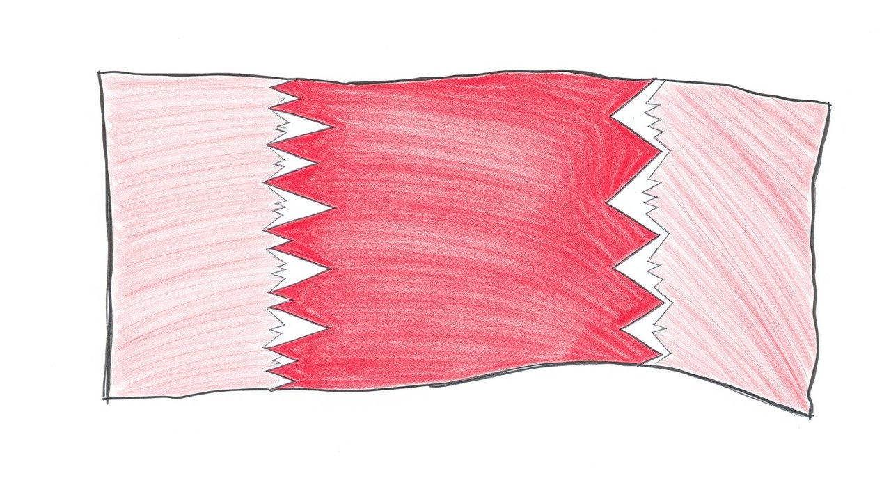 Flag of Qatar 🇶🇦 in pencil sketch style