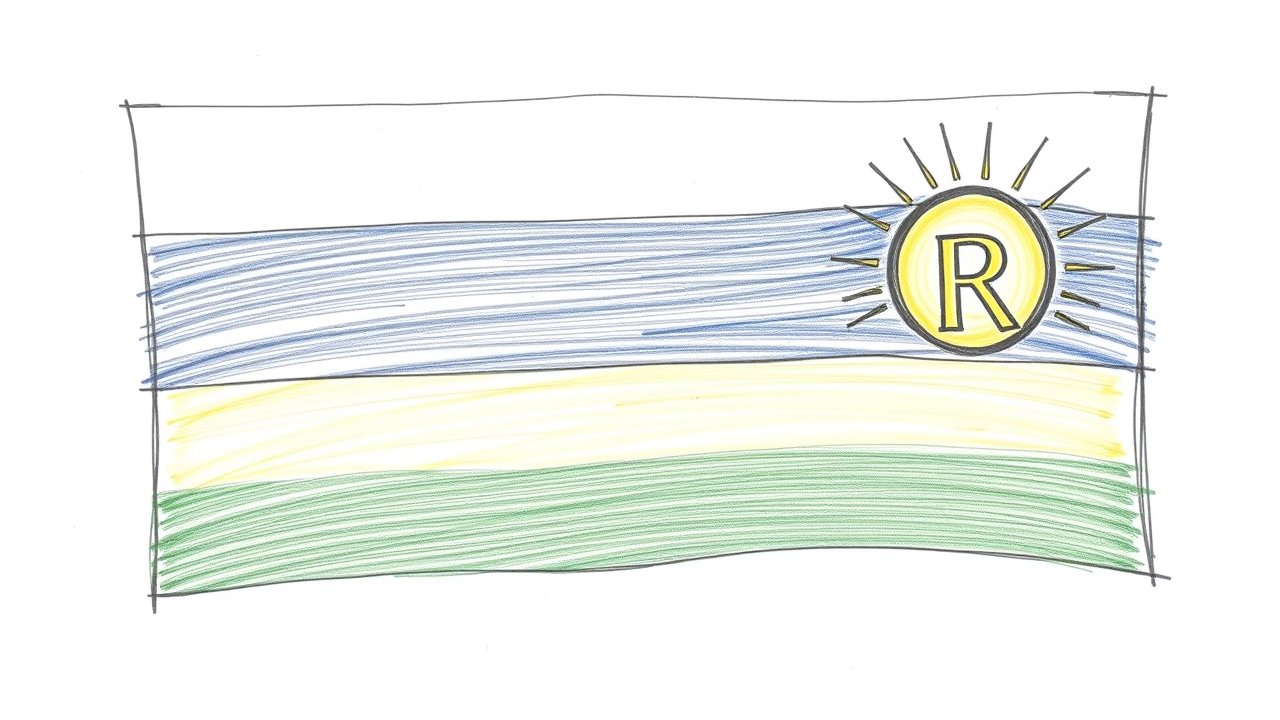 Flag of Rwanda 🇷🇼 in pencil sketch style