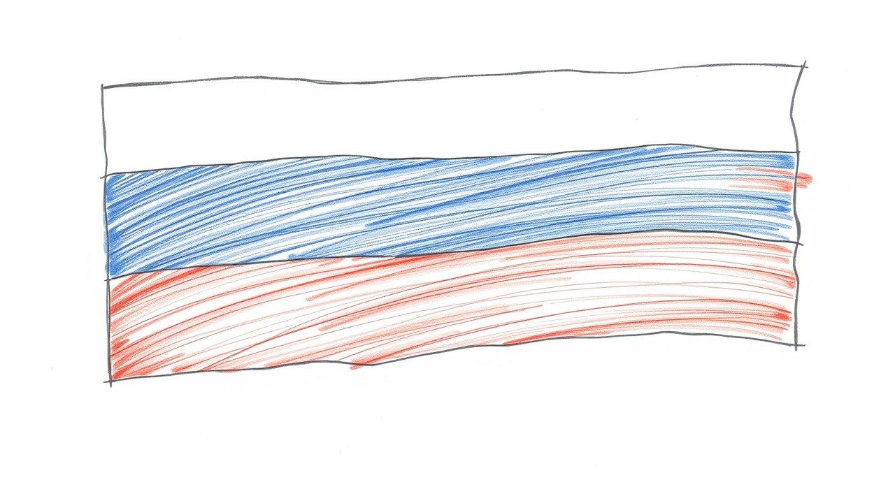 Flag of Russia 🇷🇺 in pencil sketch style