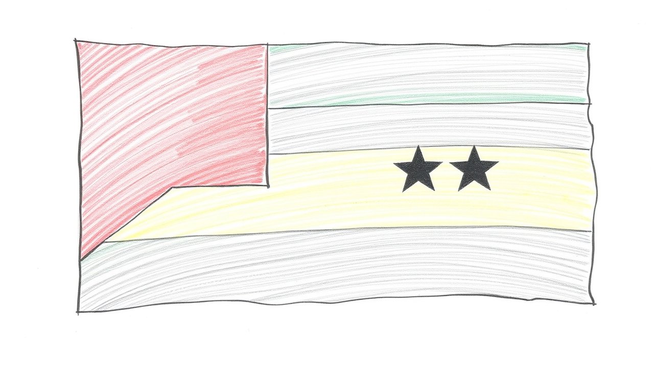 Flag of Sao Tome and Principe 🇸🇹 in pencil sketch style