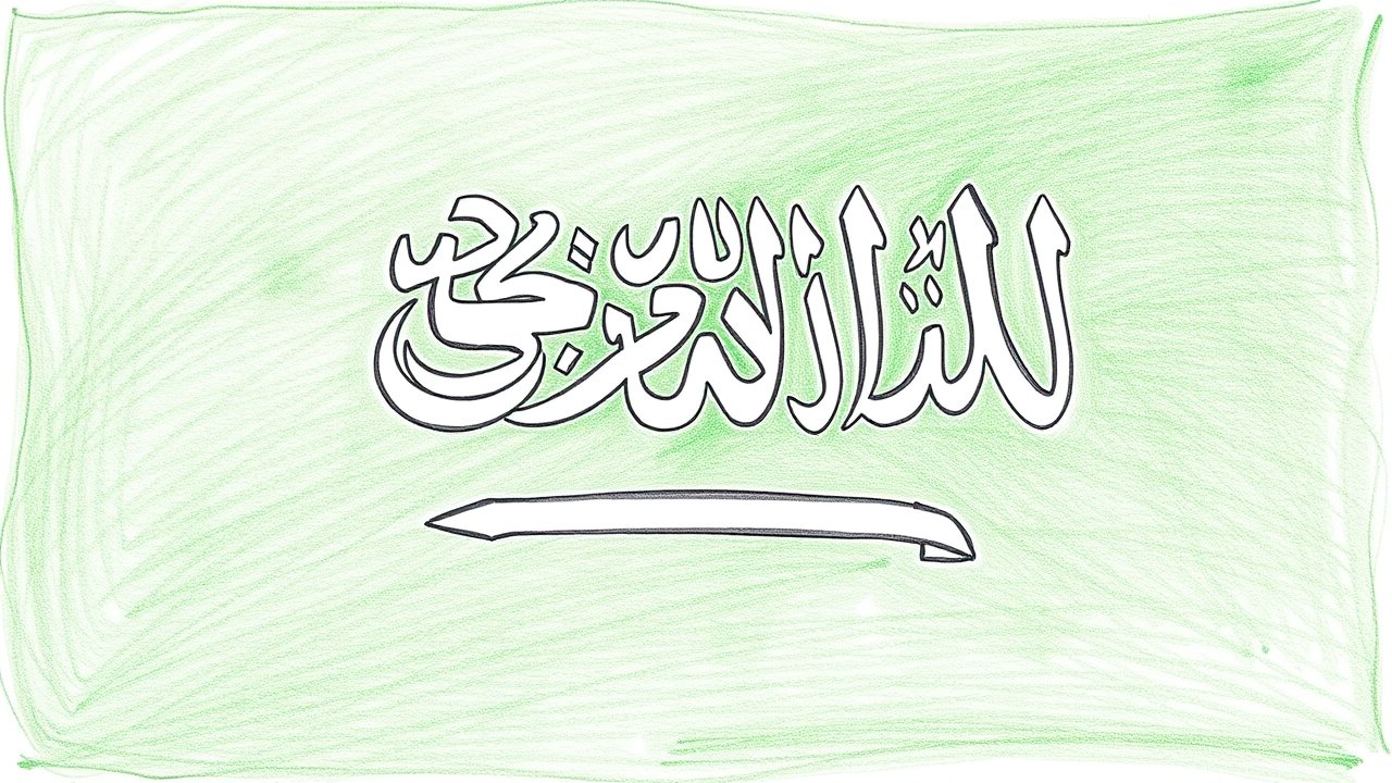 Flag of Saudi Arabia 🇸🇦 in pencil sketch style