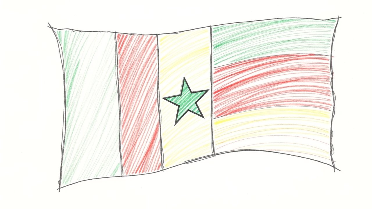 Flag of Senegal 🇸🇳 in pencil sketch style
