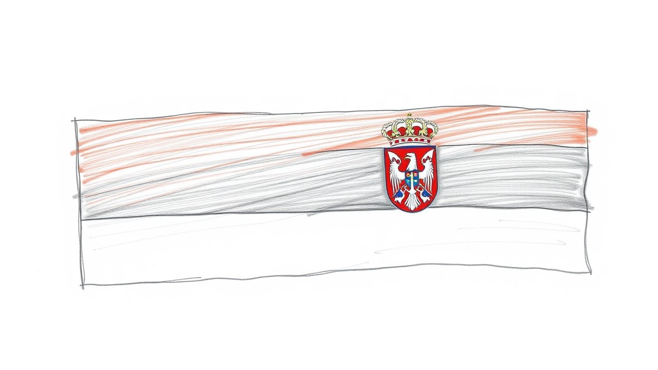 Flag of Serbia 🇸🇳 in pencil sketch style