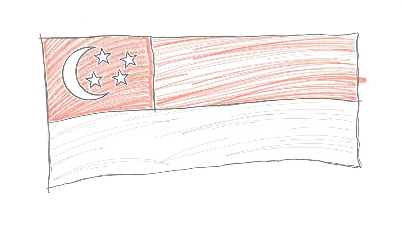 Flag of Singapore 🇸🇬 in pencil sketch style