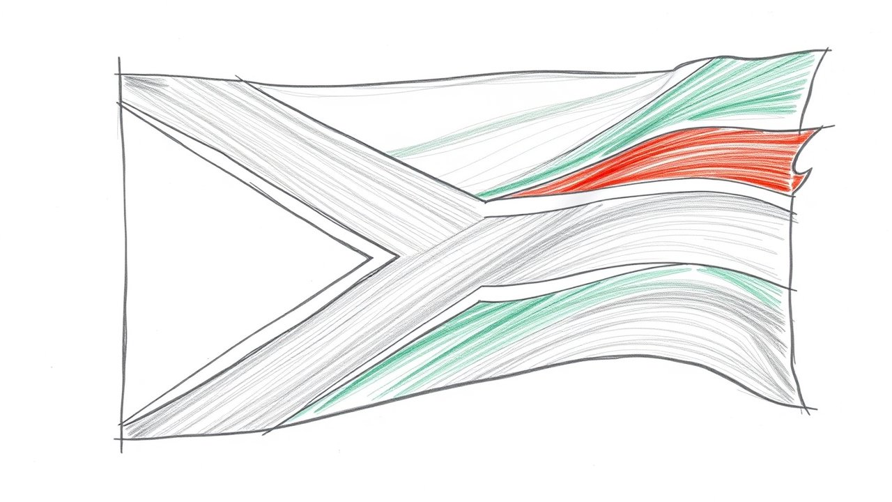 Flag of South Africa 🇿🇦 in pencil sketch style