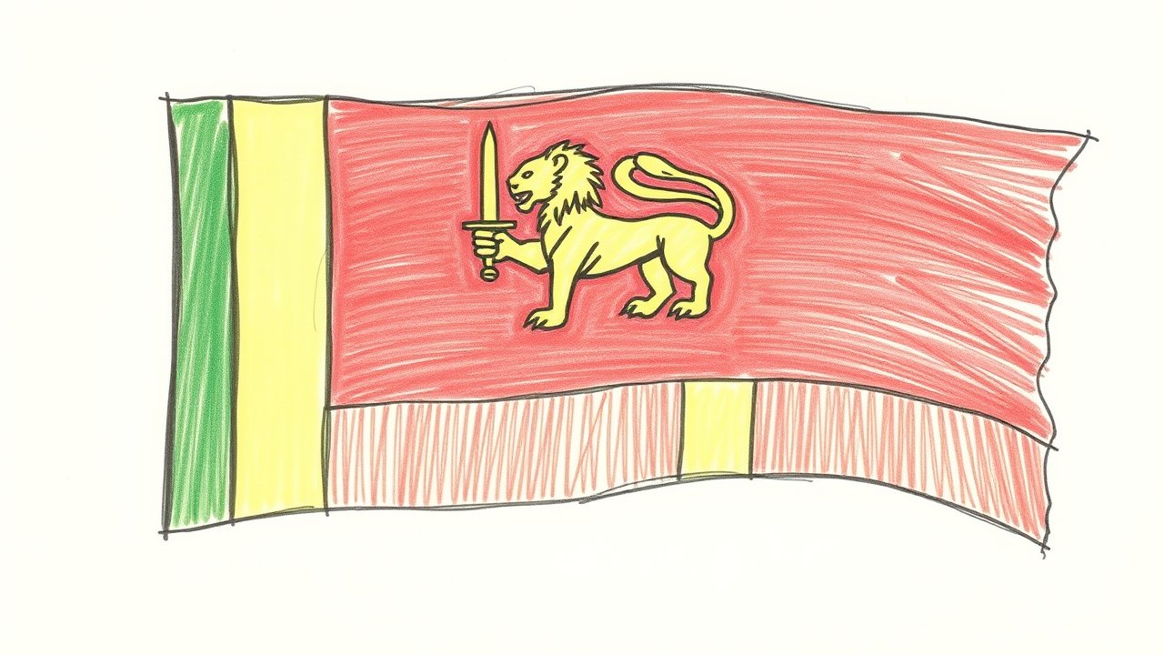 Flag of Sri Lanka 🇱🇰 in pencil sketch style