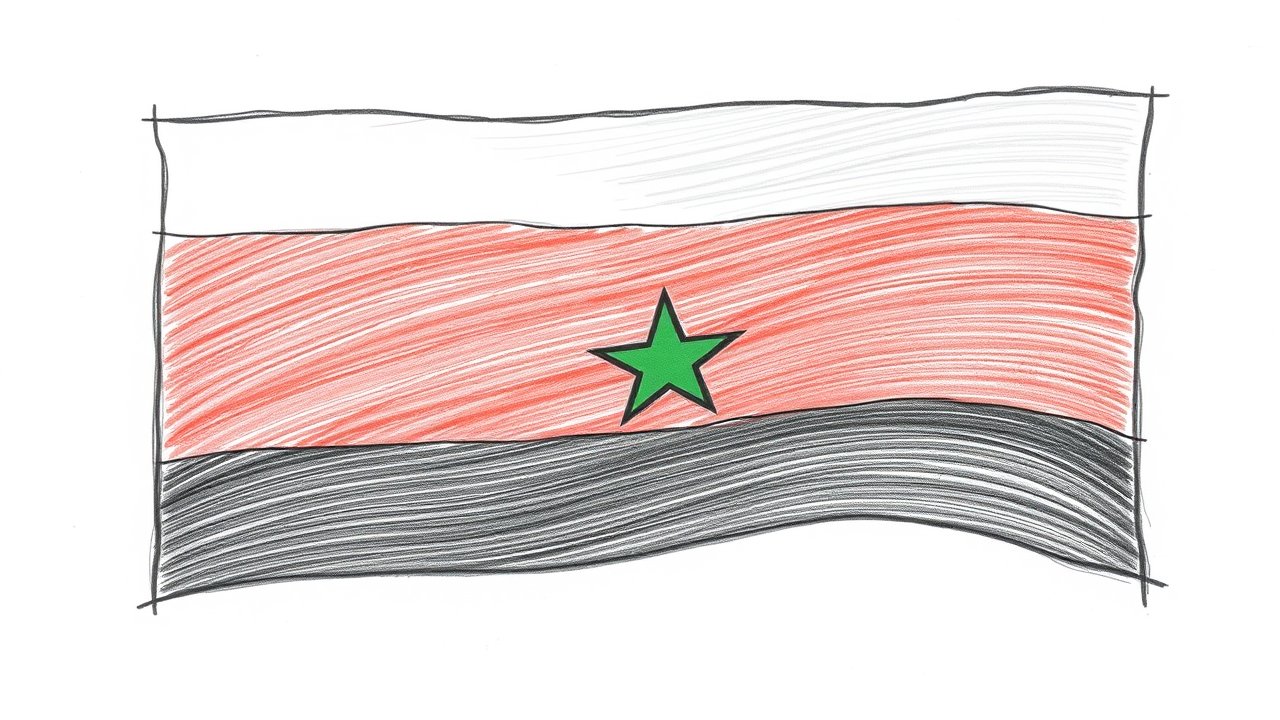 Flag of Sudan 🇸🇩 in pencil sketch style