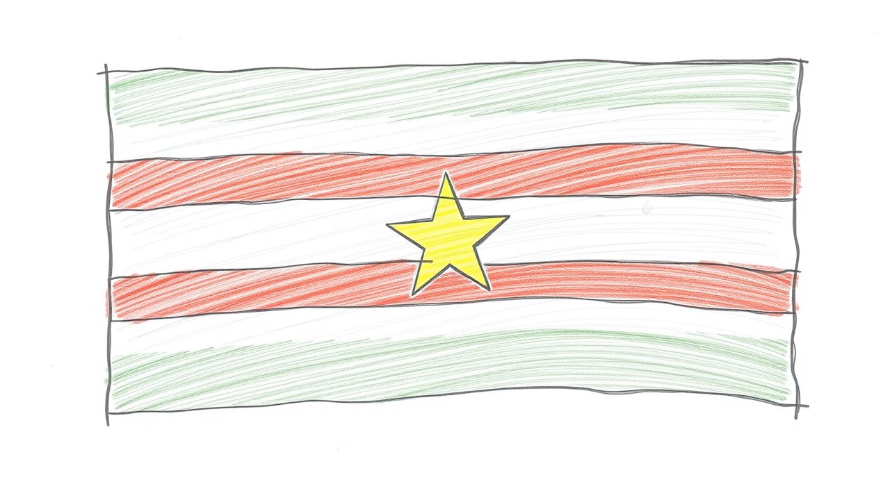 Flag of Suriname 🇸🇷 in pencil sketch style