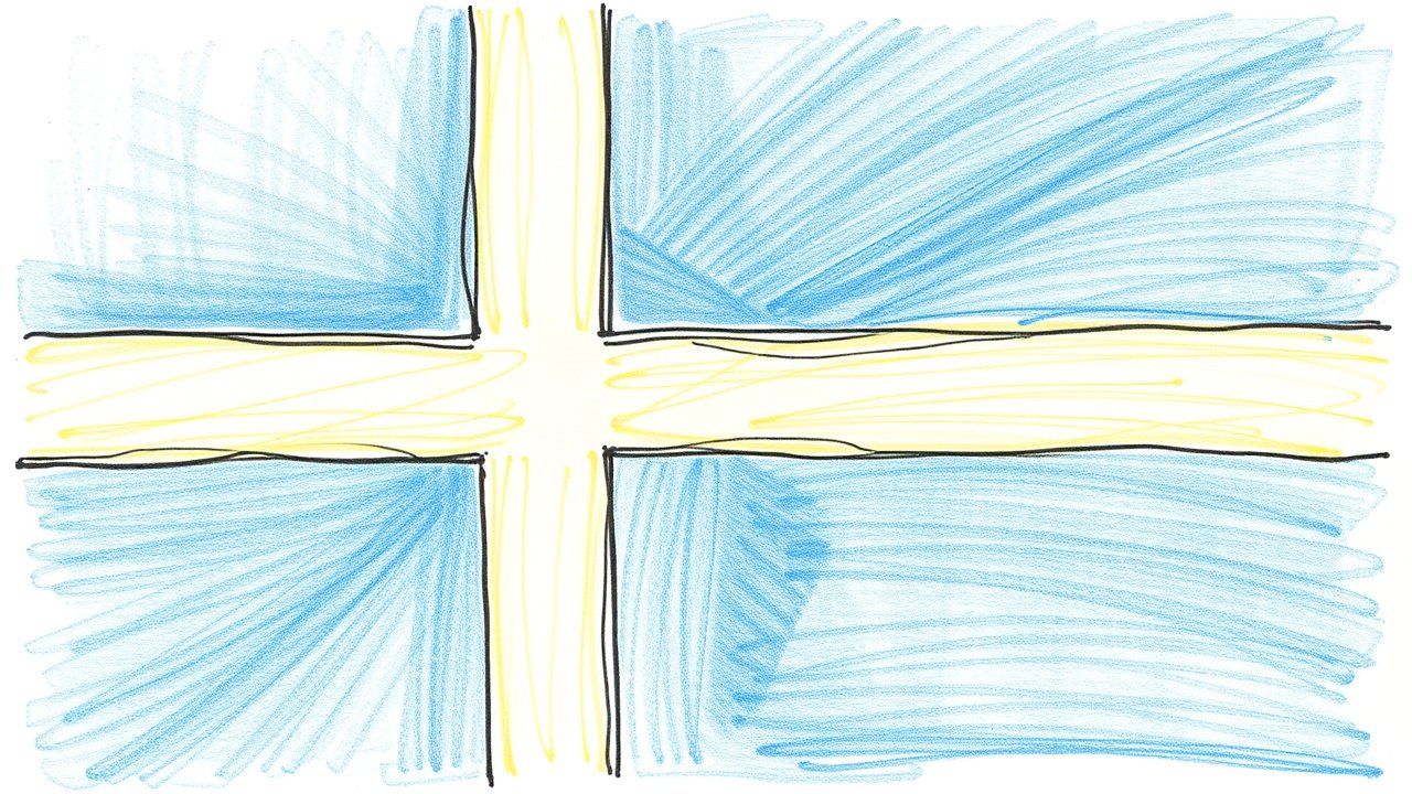 Flag of Sweden 🇸🇪 in pencil sketch style
