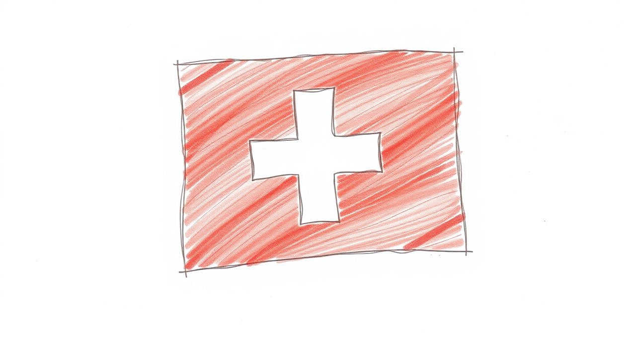 Flag of Switzerland 🇨🇭 in pencil sketch style