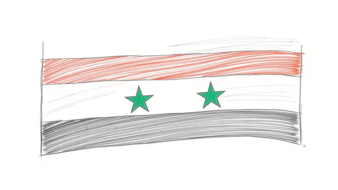 Flag of Syria 🇸🇾 in pencil sketch style