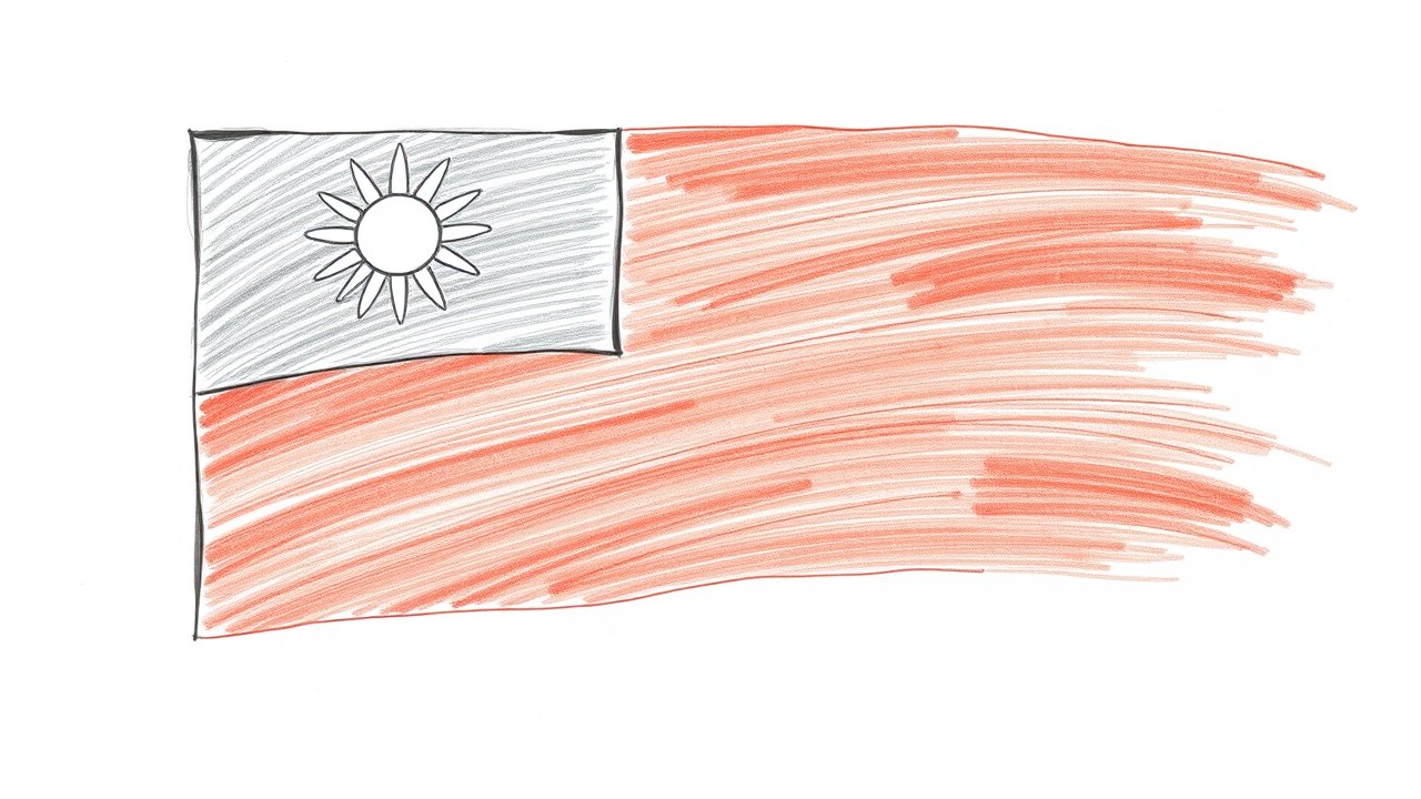 Flag of Taiwan 🇹🇼 in pencil sketch style