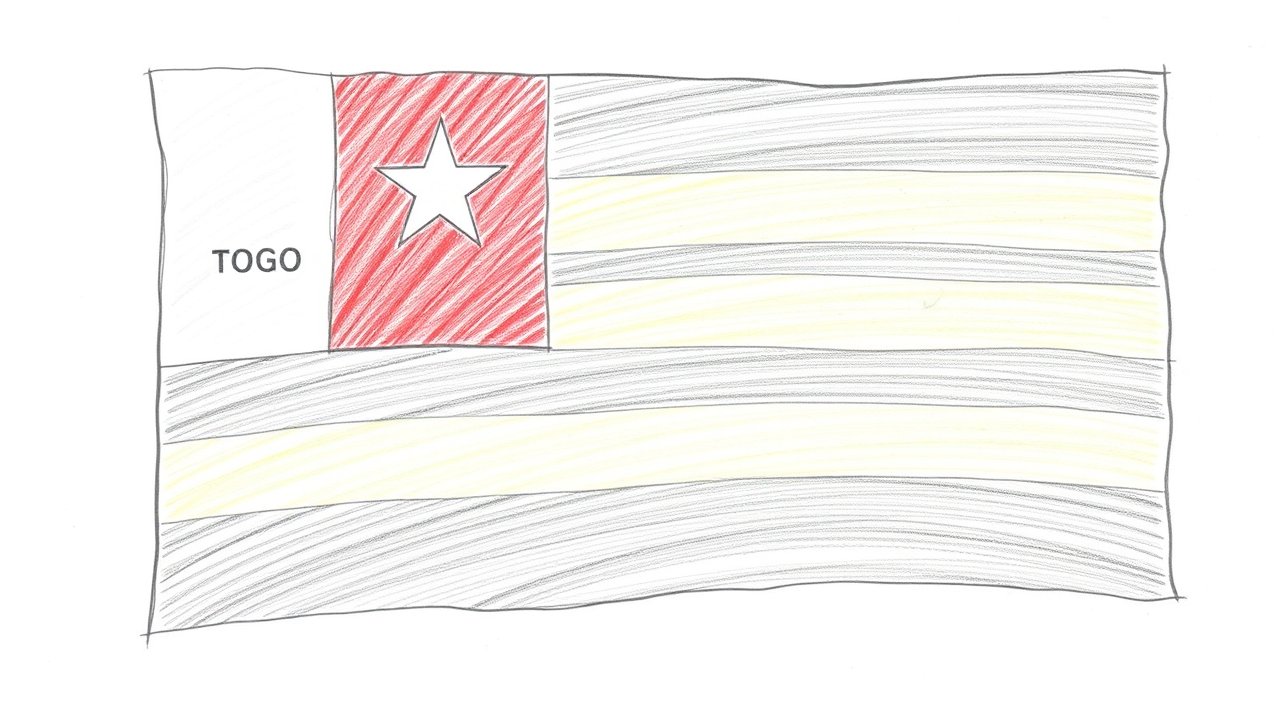 Flag of Togo 🇹🇬 in pencil sketch style