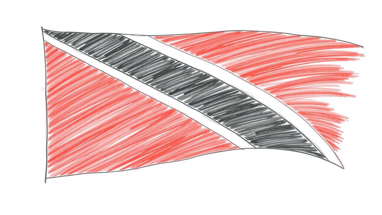 Flag of Trinidad and Tobago 🇹🇹 in pencil sketch style