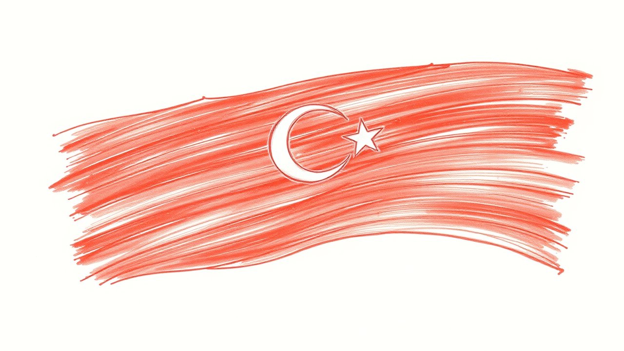 Flag of Turkey 🇹🇷 in pencil sketch style