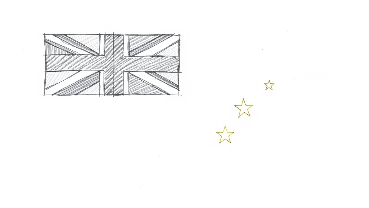 Flag of Tuvalu 🇹🇻 in pencil sketch style