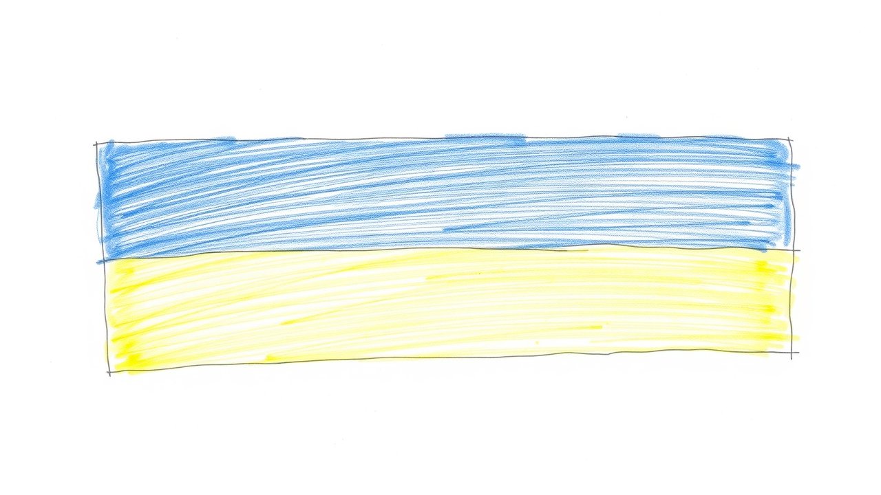 Flag of Ukraine 🇺🇦 in pencil sketch style