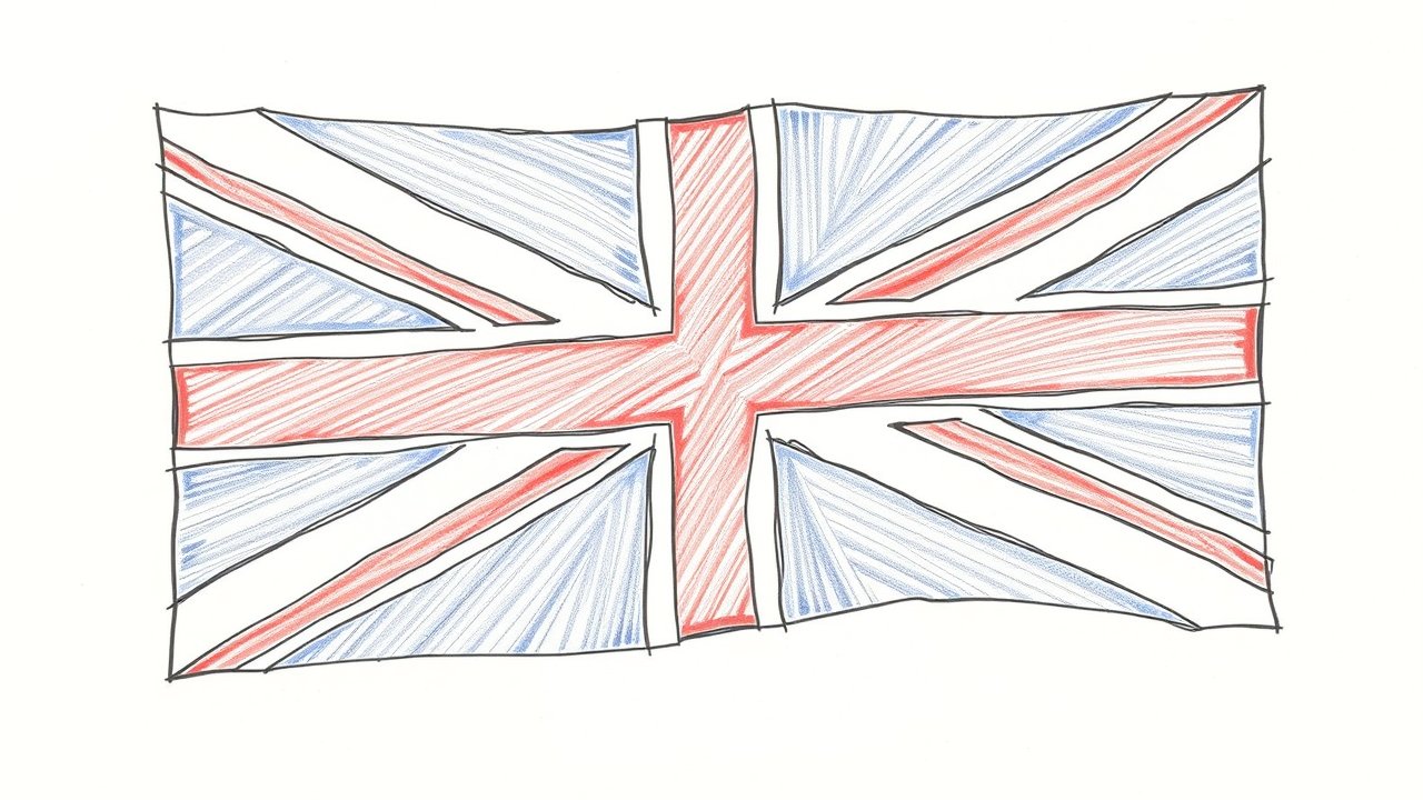 Flag of United Kingdom 🇬🇧 in pencil sketch style