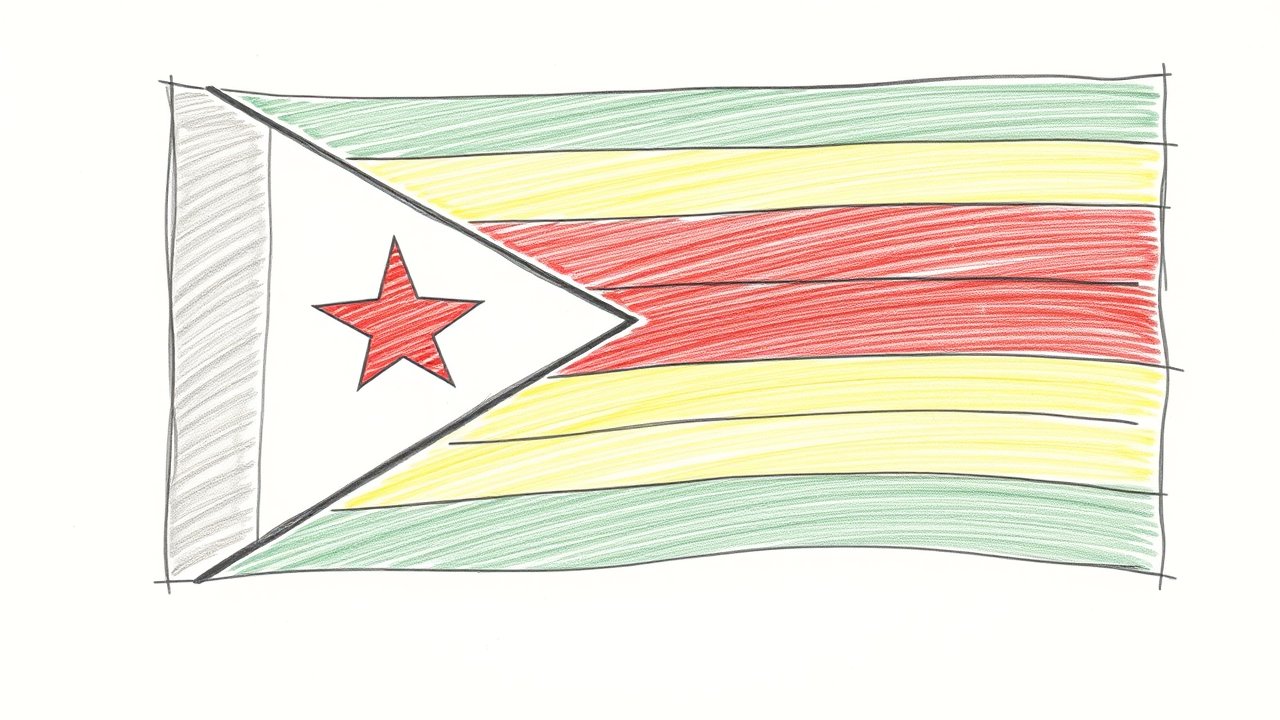 Flag of Zimbabwe 🇿🇼 in pencil sketch style