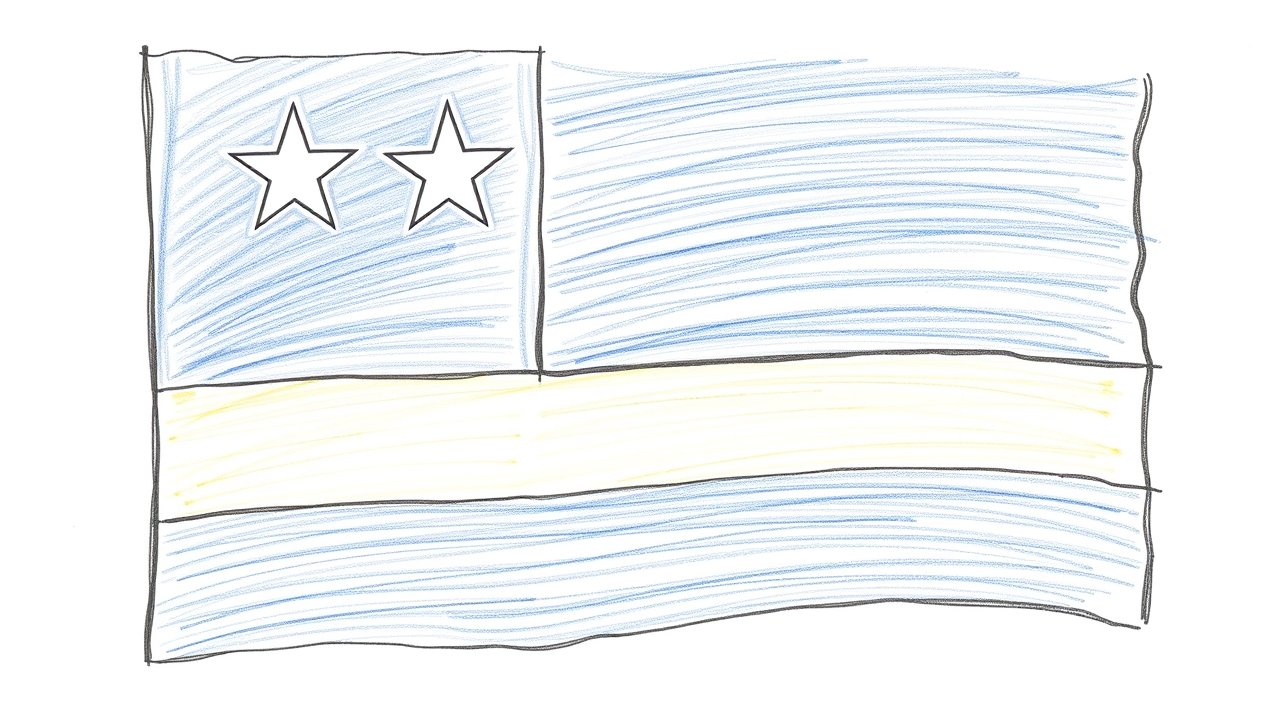 Flag of Curaçao 🇨🇼 in pencil sketch style