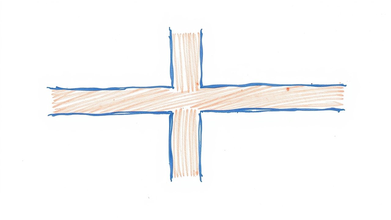 Flag of Faroe Islands 🇫🇴 in pencil sketch style