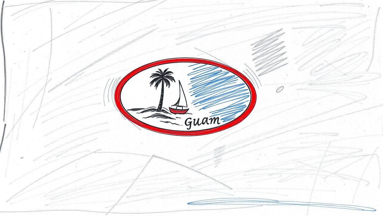 Flag of Guam 🇬🇺 in pencil sketch style