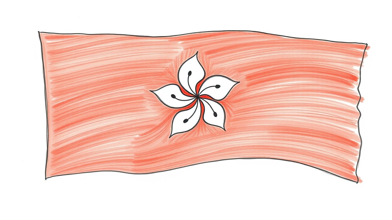 Flag of Hong Kong 🇭🇰 in pencil sketch style