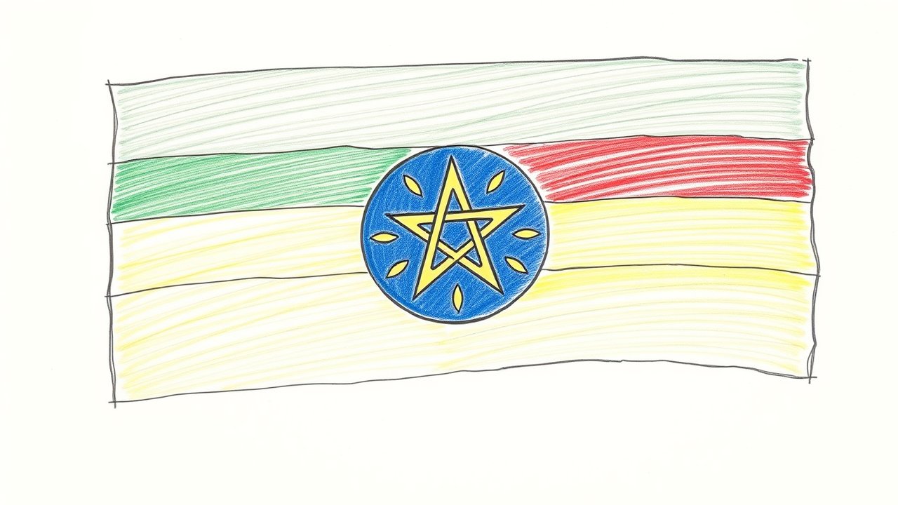 Flag of Ethiopia 🇪🇹 in pencil sketch style