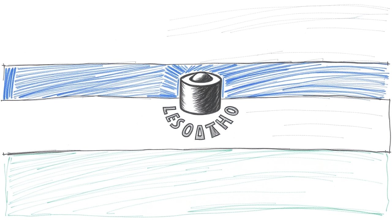 Flag of Lesotho 🇱🇸 in pencil sketch style