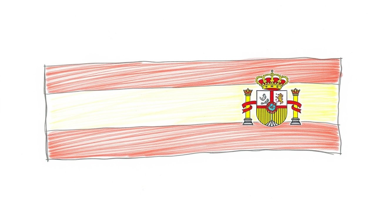 Flag of Spain 🇪🇸 in pencil sketch style