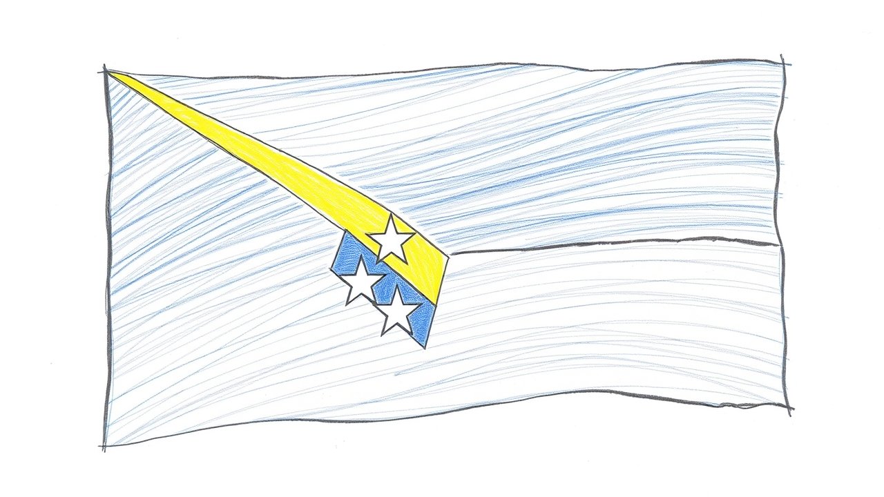 Flag of Bosnia and Herzegovina 🇧🇦 in pencil sketch style